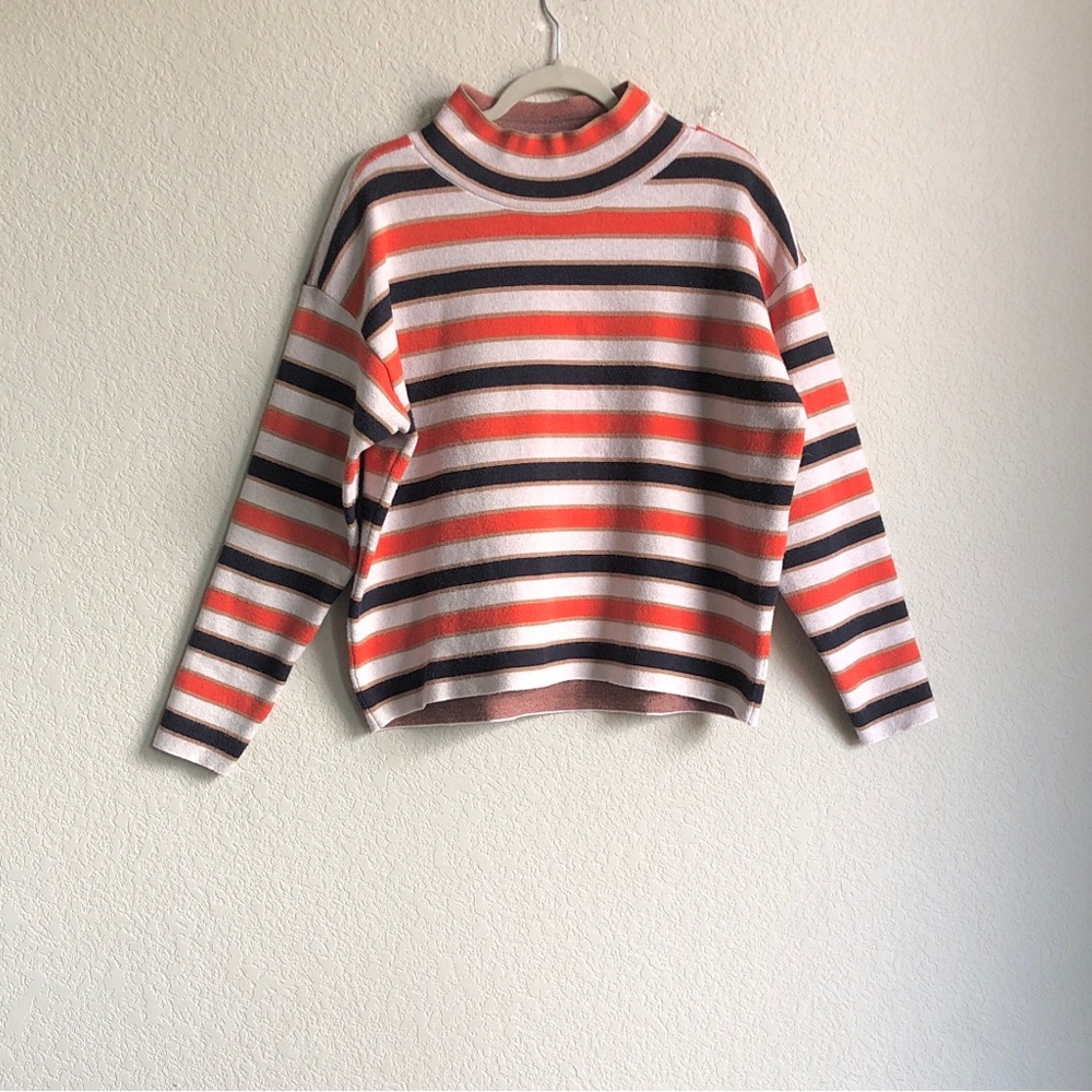 Anthropologie Maeve Carys Mock Neck Sweater Stripe Medium